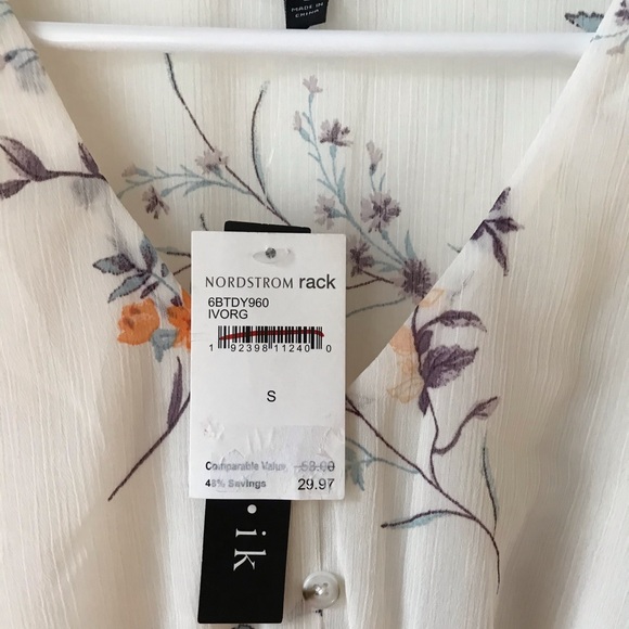 NWT ✨ NORDSTROM Floral Ivory Chiffon Midi Dress - Picture 4 of 8